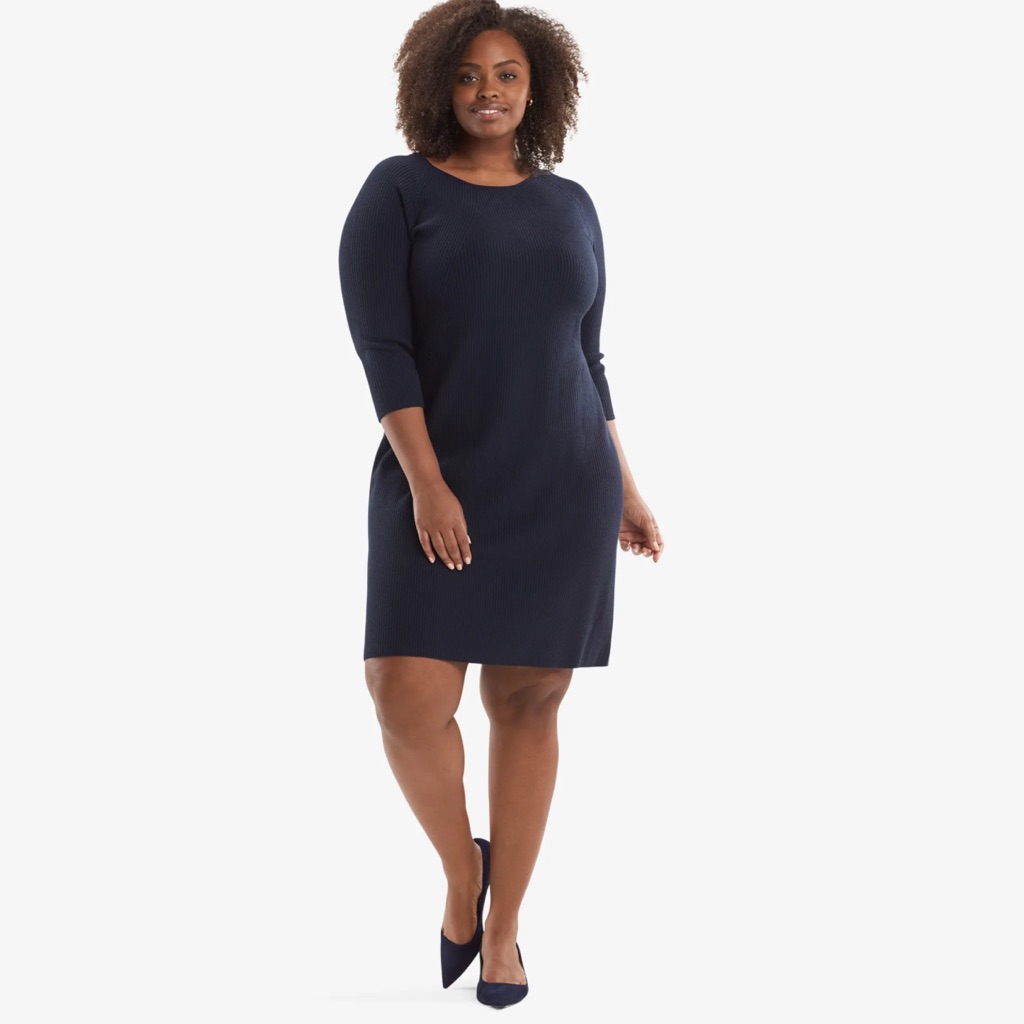 Mm Lafleur The Nila Dress Knit Sweater Dark Navy Size +2, 2x